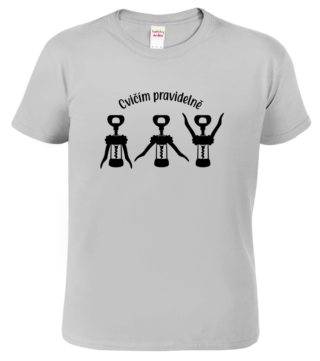Pánské vtipné tričko - Cvičím pravidelně Velikost: 3XL, Barva: Světle šedý melír (03)