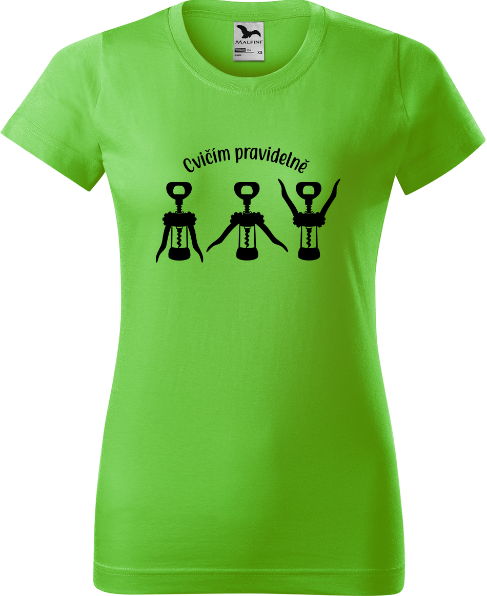 Dámské vtipné tričko - Cvičím pravidelně Velikost: L, Barva: Apple Green (92)