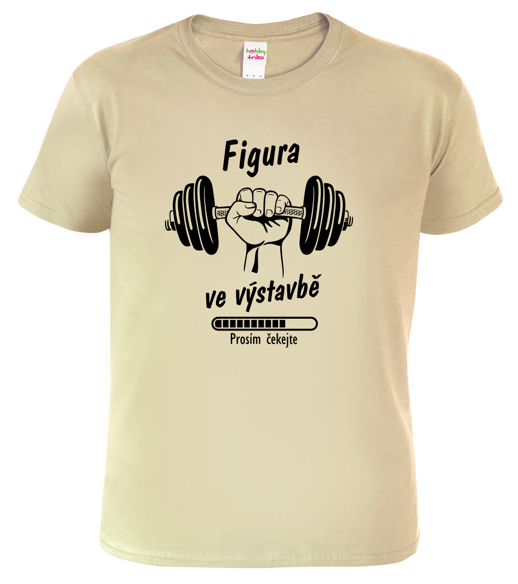 Pánské vtipné tričko - Figura ve výstavbě Velikost: XL, Barva: Béžová (51)