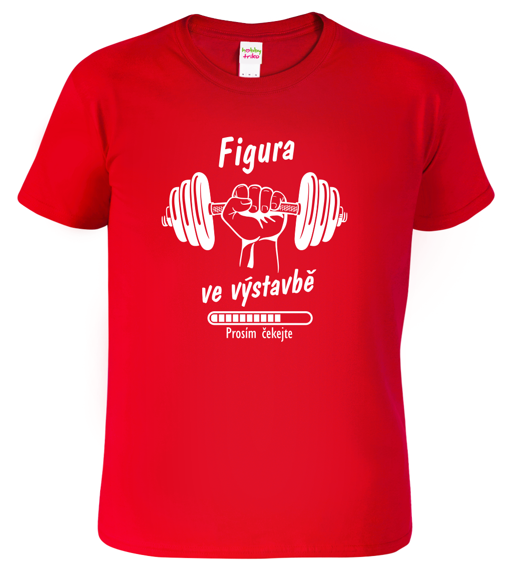 Pánské vtipné tričko - Figura ve výstavbě Velikost: XL, Barva: Červená (07)