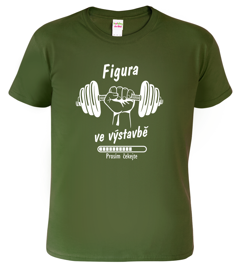 Pánské vtipné tričko - Figura ve výstavbě Velikost: L, Barva: Military (69)