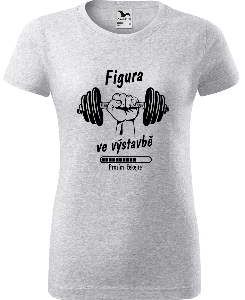 Dámské vtipné tričko - Figura ve výstavbě Velikost: XL, Barva: Světle šedý melír (03)