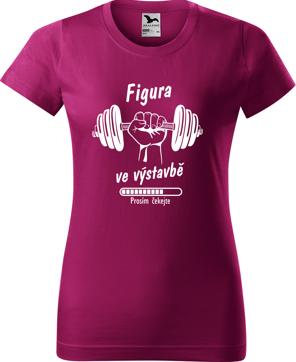 Dámské vtipné tričko - Figura ve výstavbě Velikost: S, Barva: Fuchsia red (49)