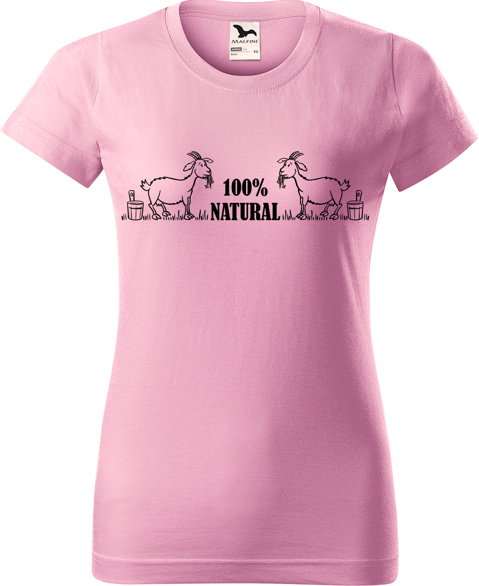 Vtipné tričko - 100% natural Velikost: S, Barva: Růžová (30)