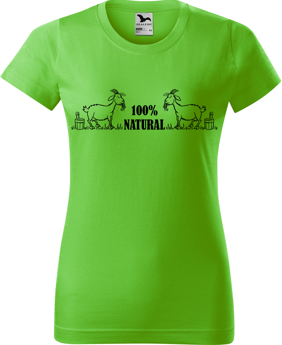 Vtipné tričko - 100% natural Velikost: S, Barva: Apple Green (92)