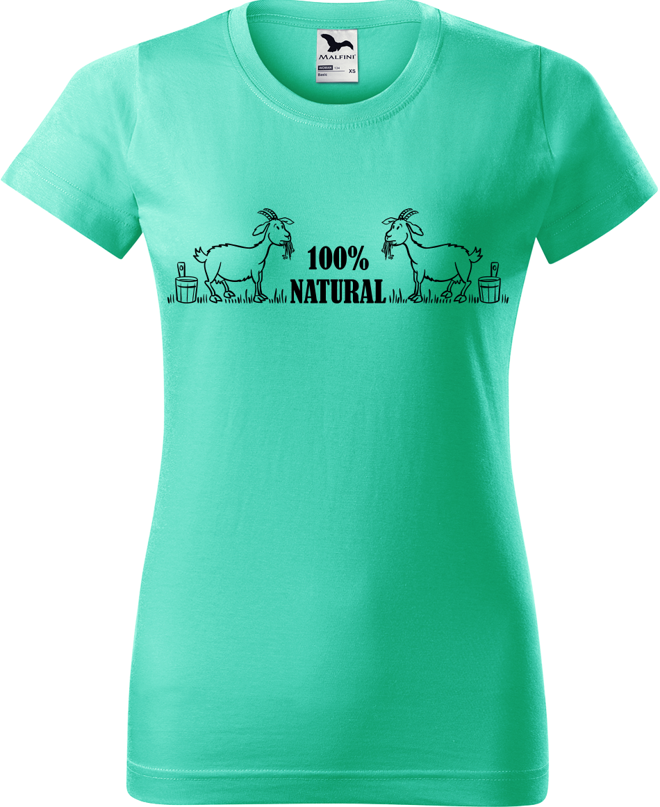 Vtipné tričko - 100% natural Velikost: M, Barva: Mátová (95)