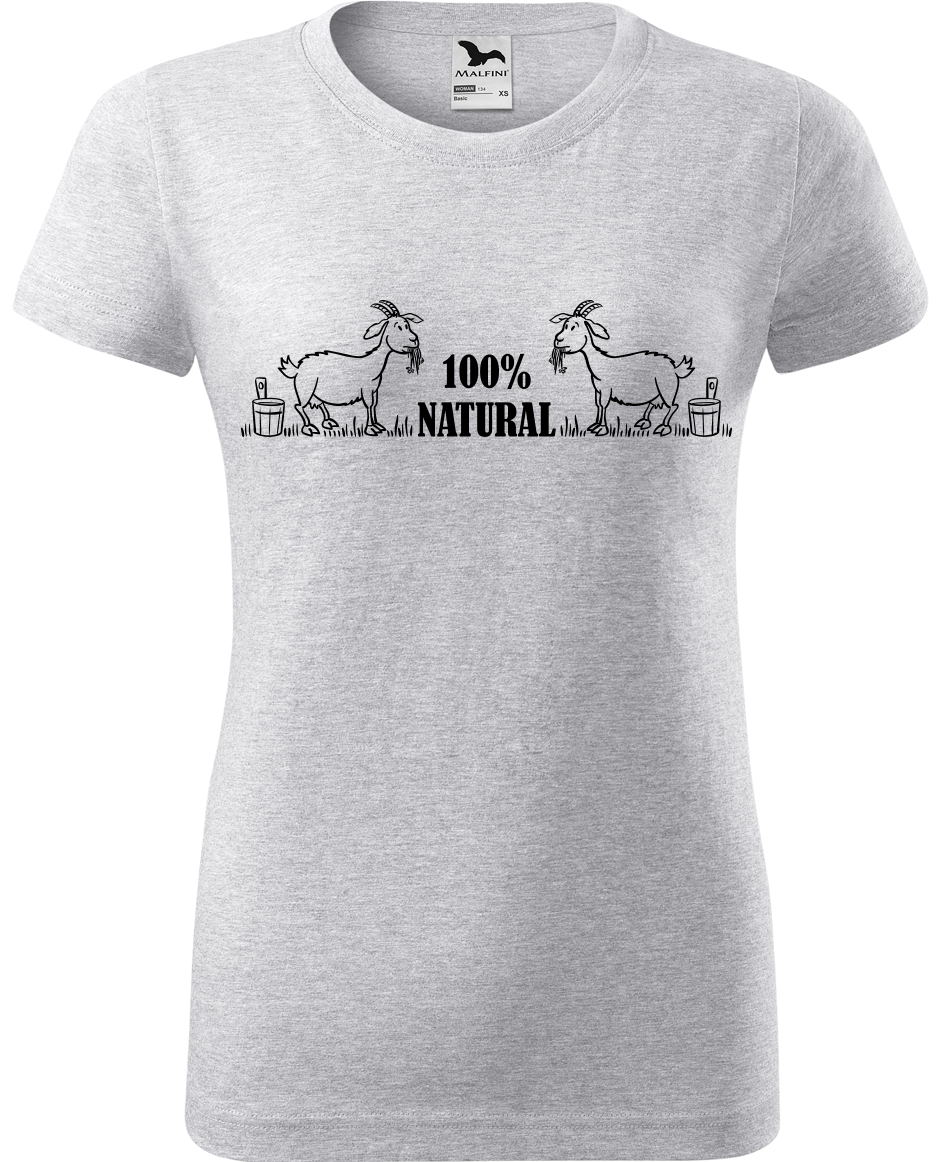 Vtipné tričko - 100% natural Velikost: L, Barva: Světle šedý melír (03)