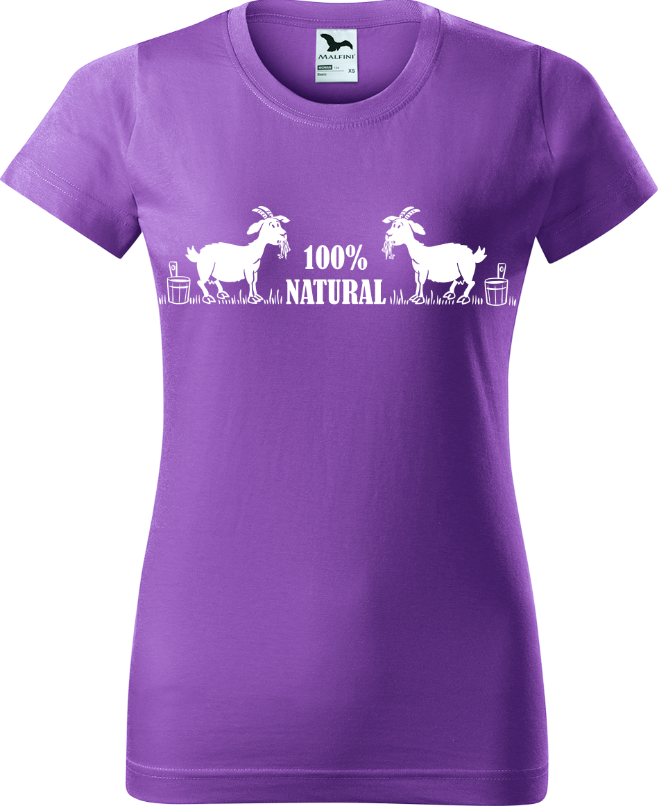 Vtipné tričko - 100% natural Velikost: M, Barva: Fialová (64)