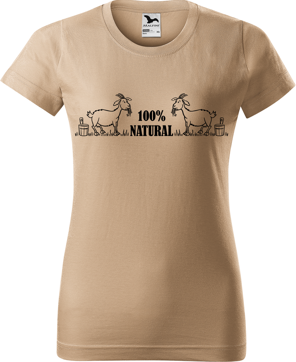 Vtipné tričko - 100% natural Velikost: S, Barva: Béžová (51)