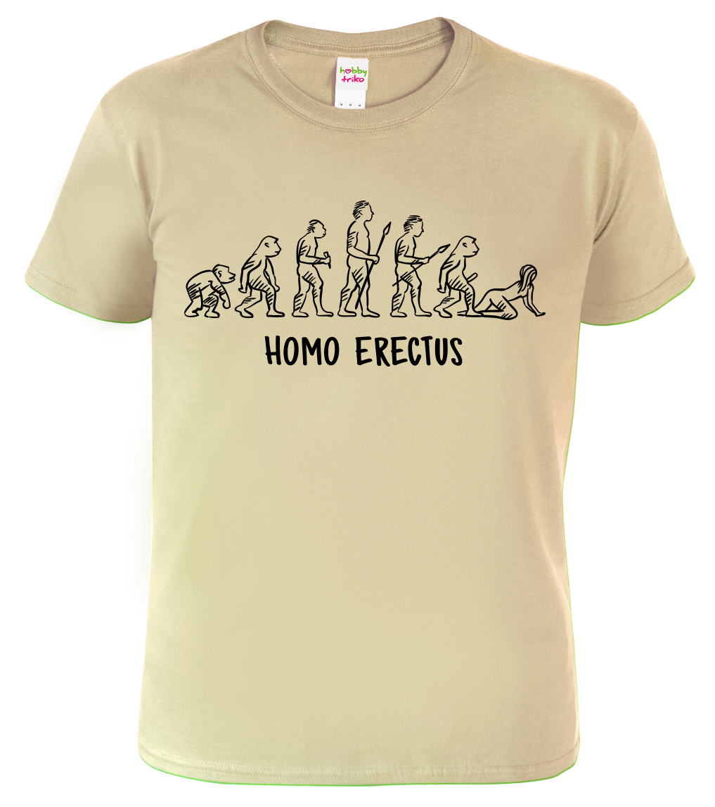 Vtipné tričko - Homo Erectus Velikost: L, Barva: Béžová (51)