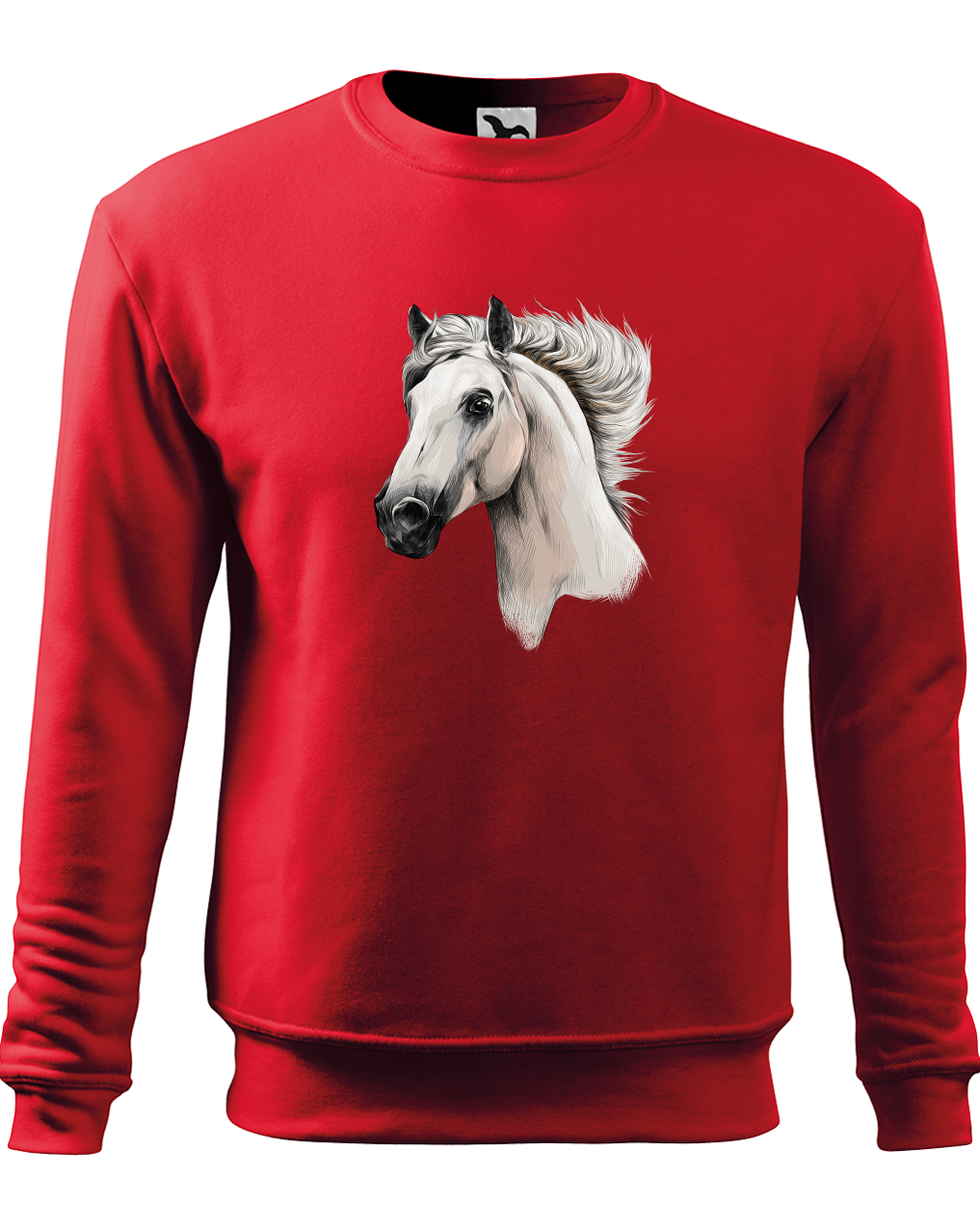 Mikina s koněm - bělouš Velikost: S, Barva: Červená