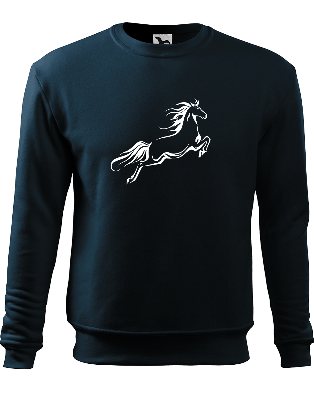 Mikina s koněm - kůň ve skoku Velikost: M, Barva: Námořní modrá