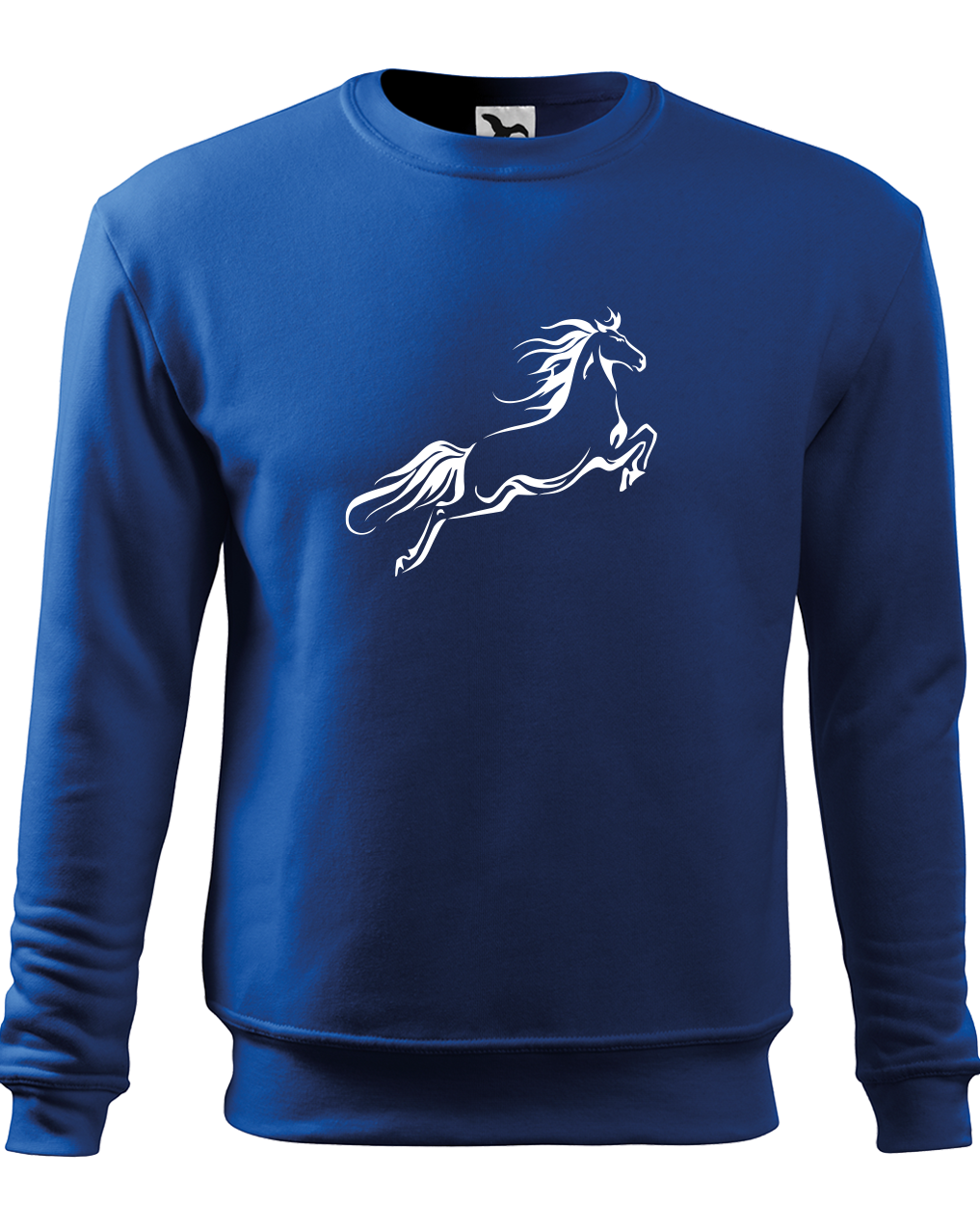 Mikina s koněm - kůň ve skoku Velikost: M, Barva: Královská modrá