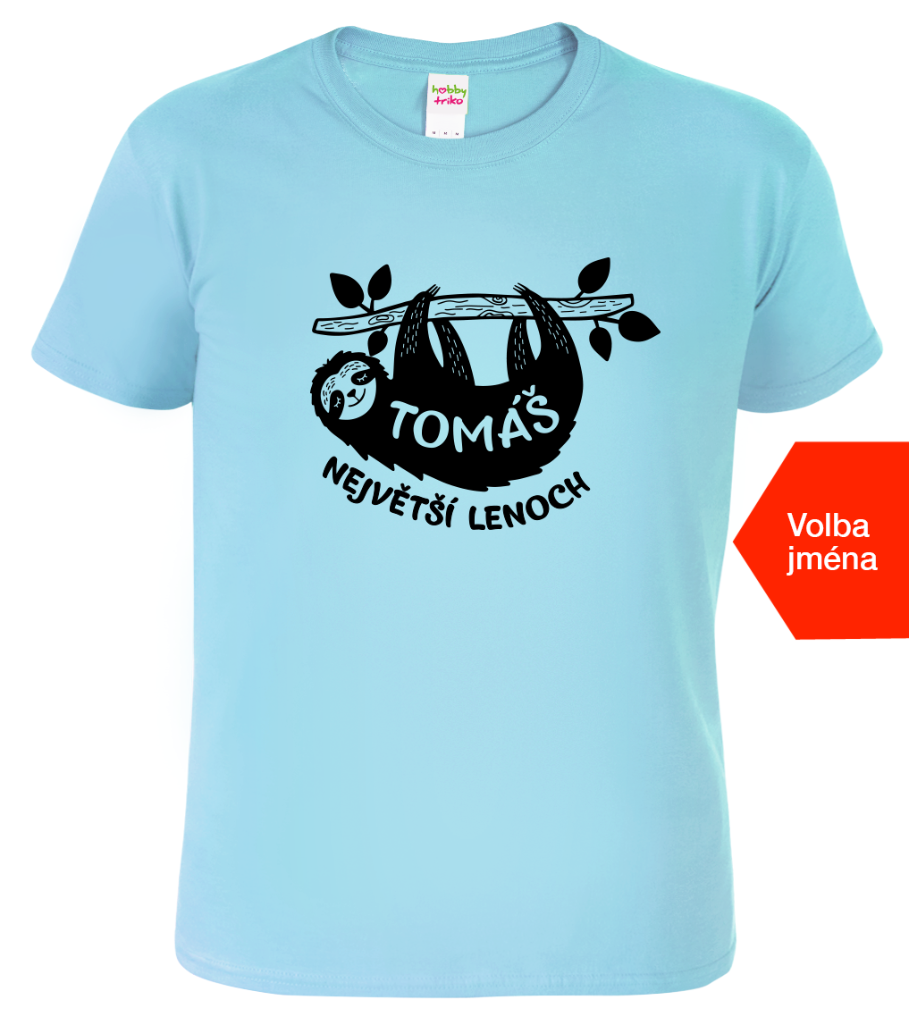 Vtipné tričko s lenochodem - Největší lenoch Velikost: M, Barva: Nebesky modrá (15)