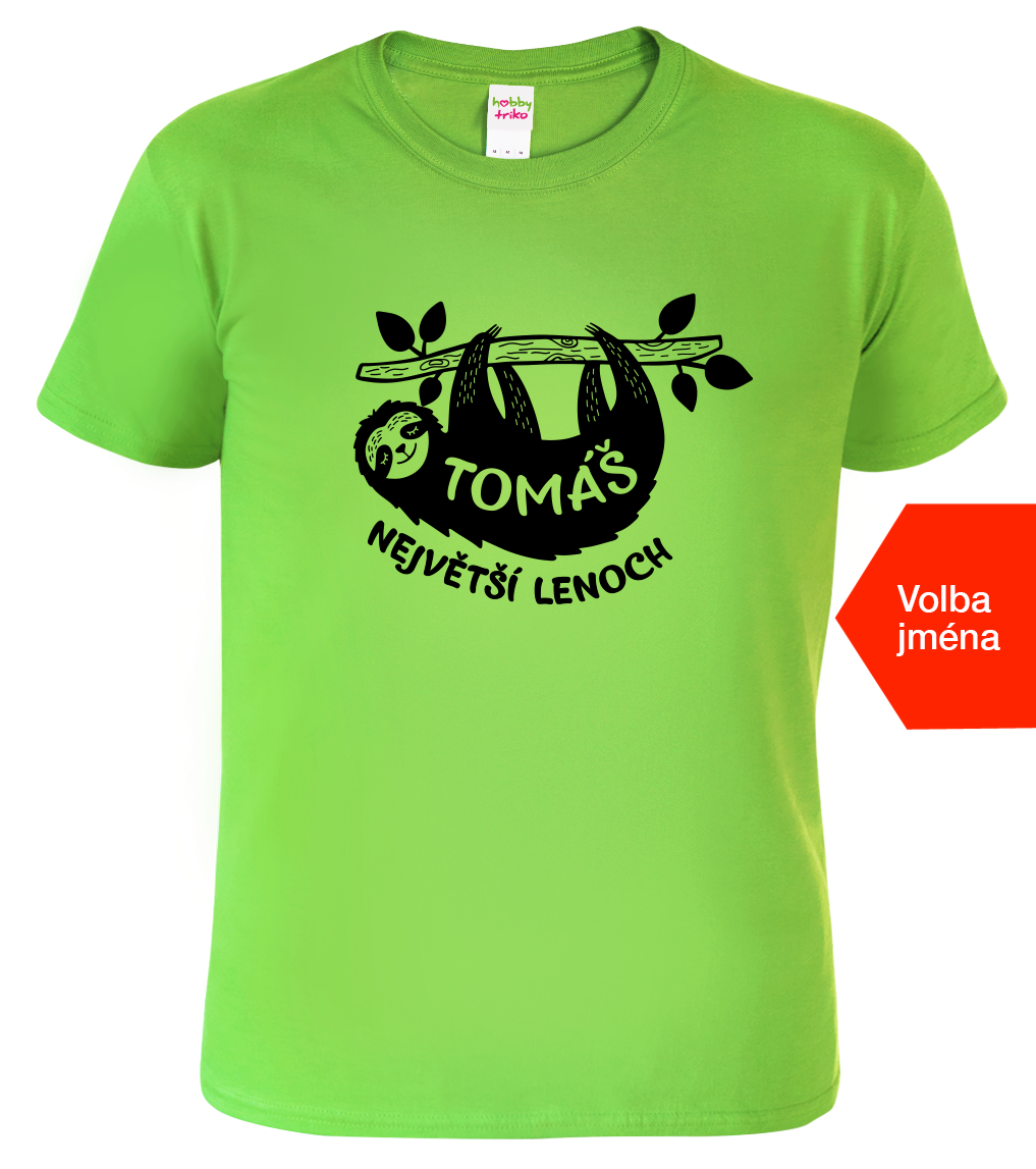 Vtipné tričko s lenochodem - Největší lenoch Velikost: S, Barva: Apple Green (92)