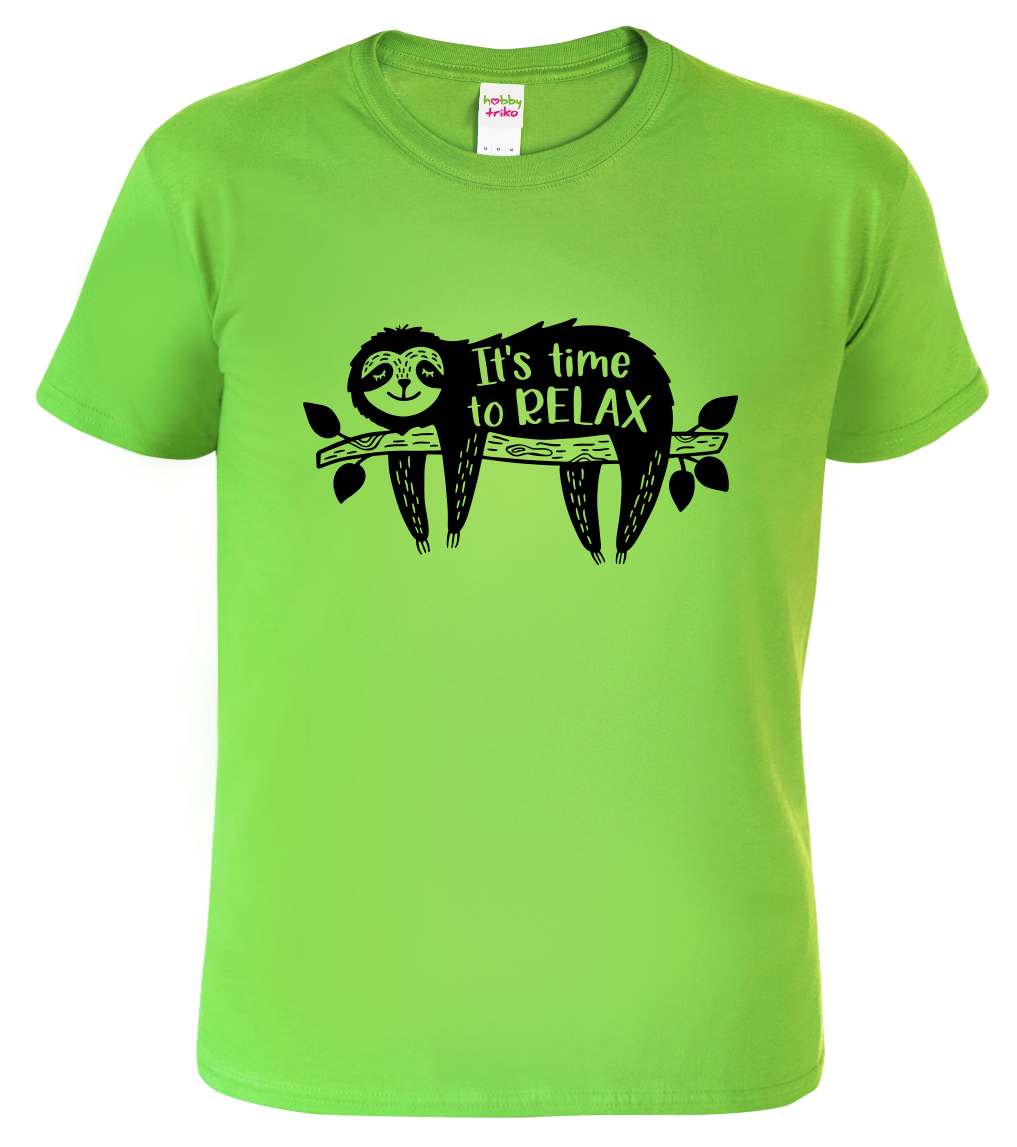 Dětské tričko s lenochodem - it's time to relax Velikost: 4 roky / 110 cm, Barva: Apple Green (92)