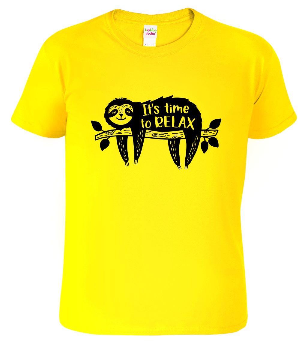 Dětské tričko s lenochodem - it's time to relax Velikost: 6 let / 122 cm, Barva: Žlutá (04)