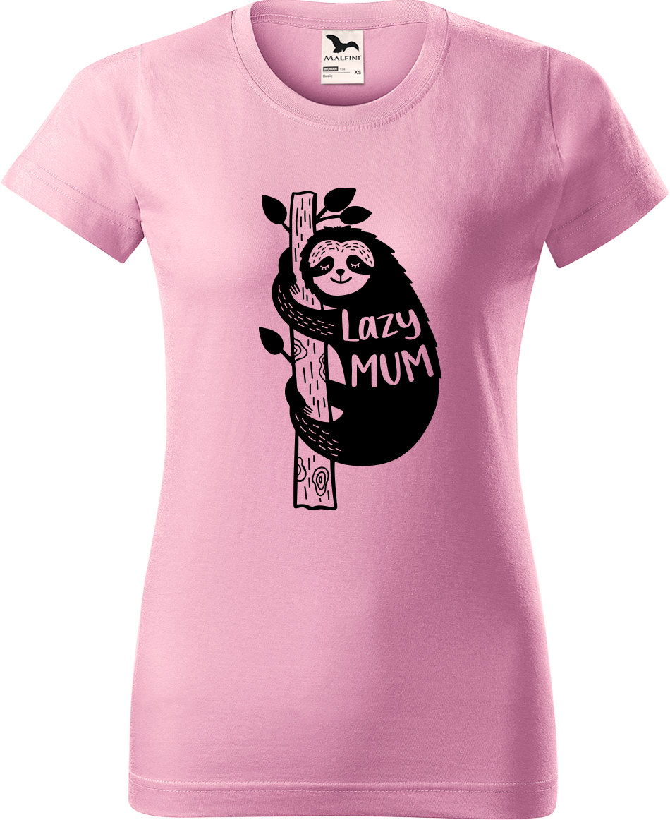 Tričko s lenochodem pro mámu - Lazy mum Velikost: XL, Barva: Růžová (30)