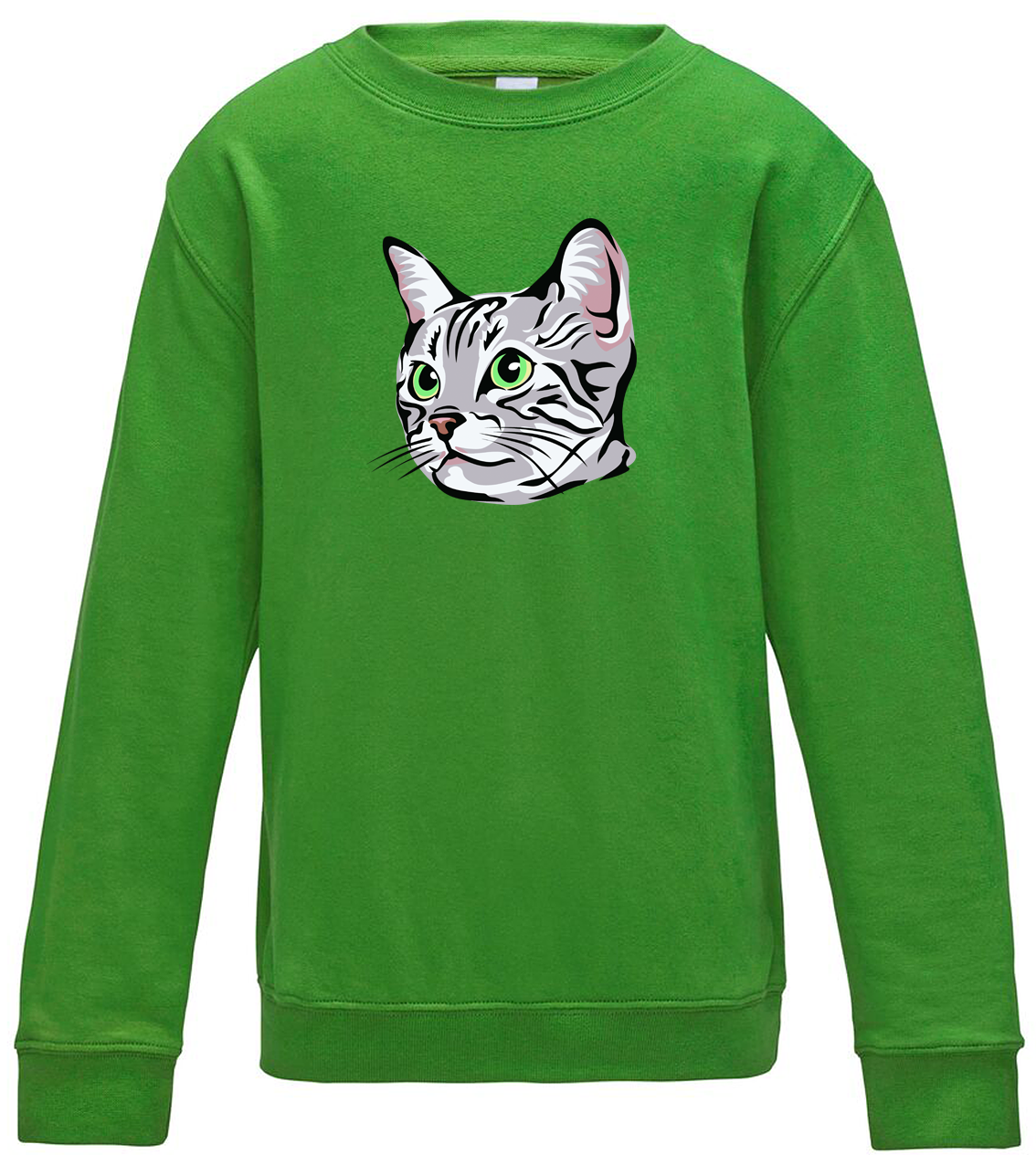 Dětská mikina s kočkou - Zelenoočka Velikost: 5/6 (110/116), Barva: Zelená