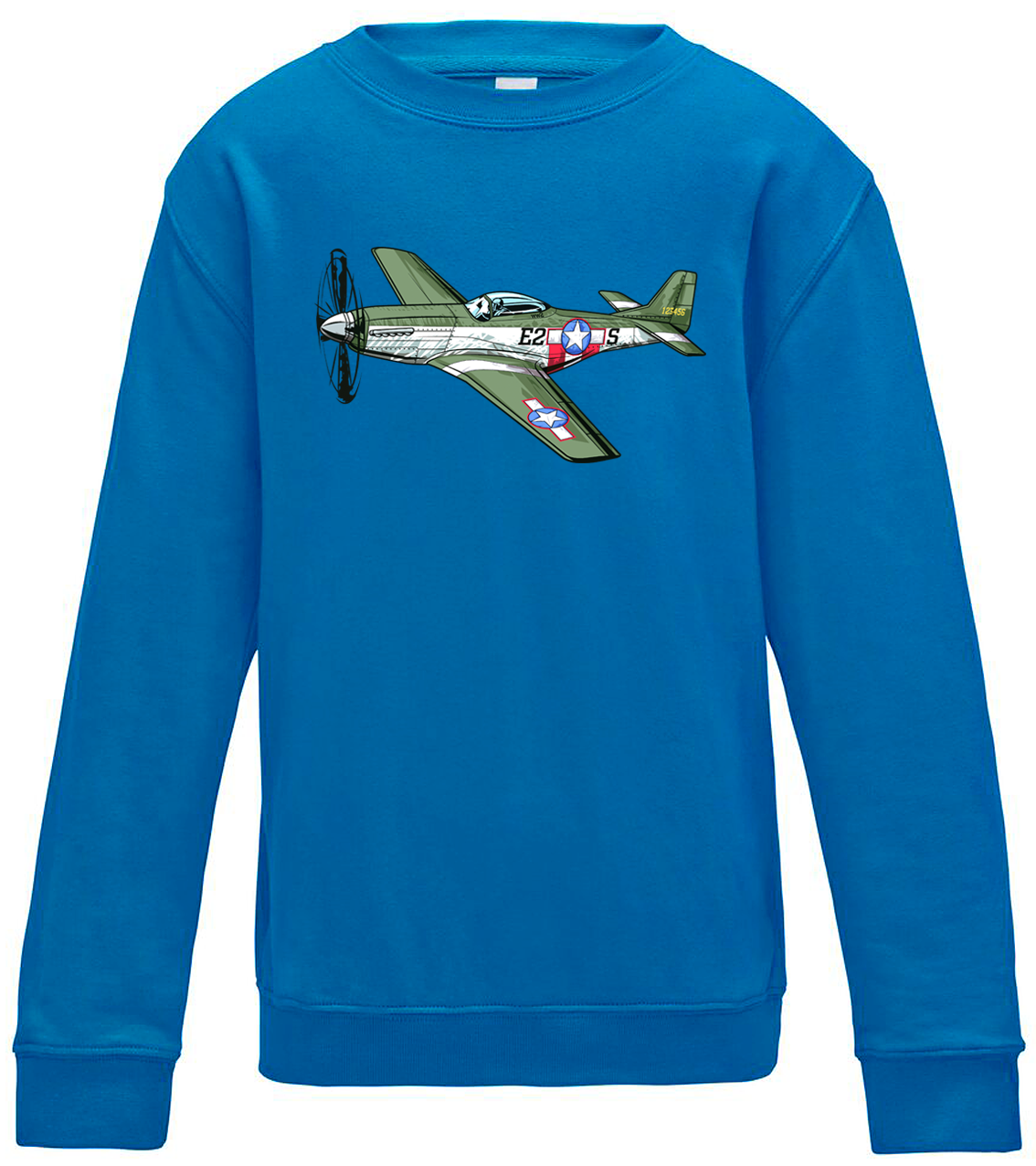 Dětská mikina s letadlem - P-51 Mustang Velikost: 12/14 (152/164), Barva: Modrá