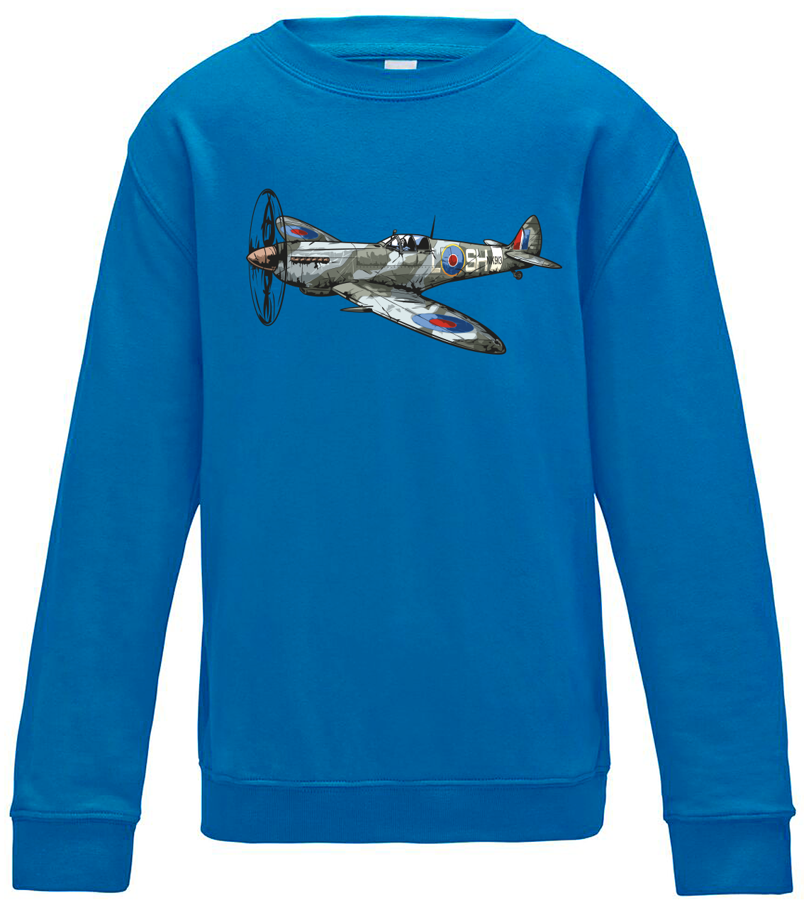 Dětská mikina s letadlem - Spitfire Velikost: 5/6 (110/116), Barva: Modrá