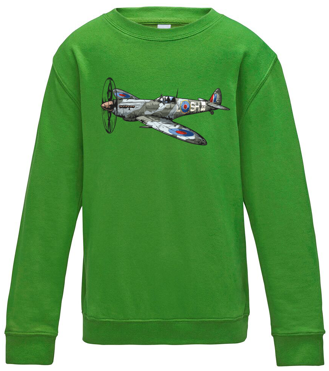 Dětská mikina s letadlem - Spitfire Velikost: 5/6 (110/116), Barva: Zelená