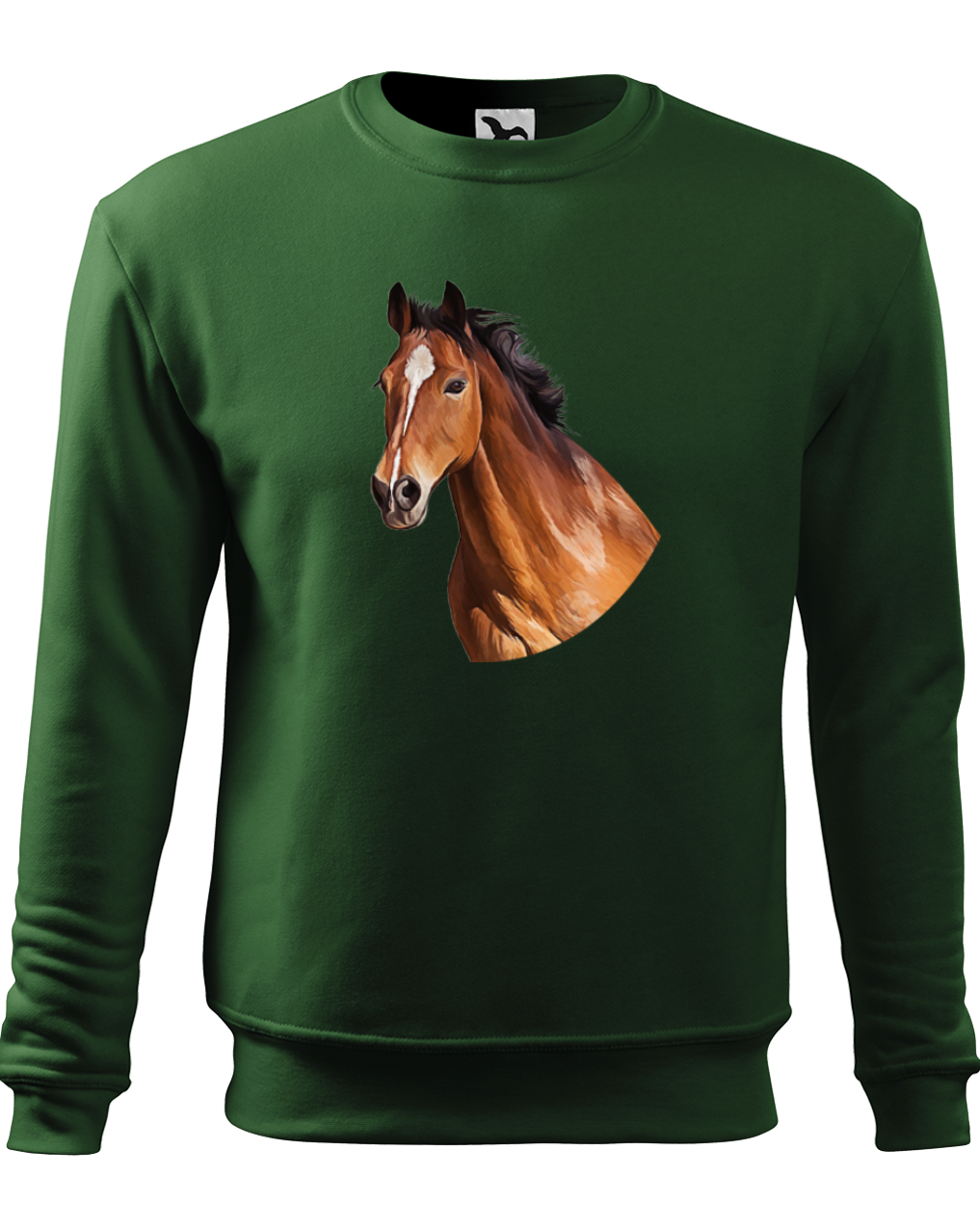 Mikina s koněm - Hnědák Velikost: M, Barva: Lahvově zelená