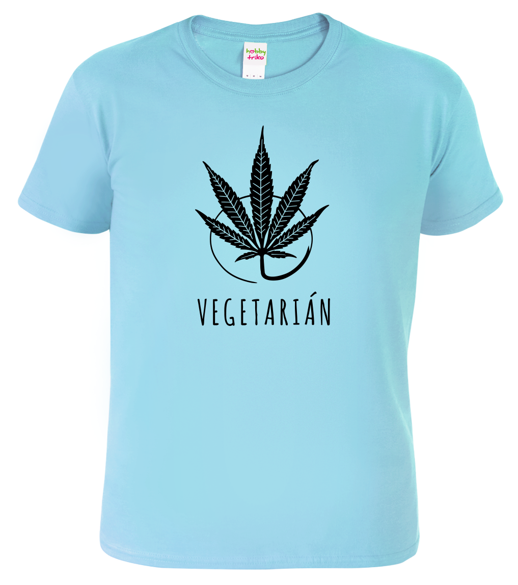 Tričko s marihuanou - Vegetarián Velikost: M, Barva: Nebesky modrá (15)