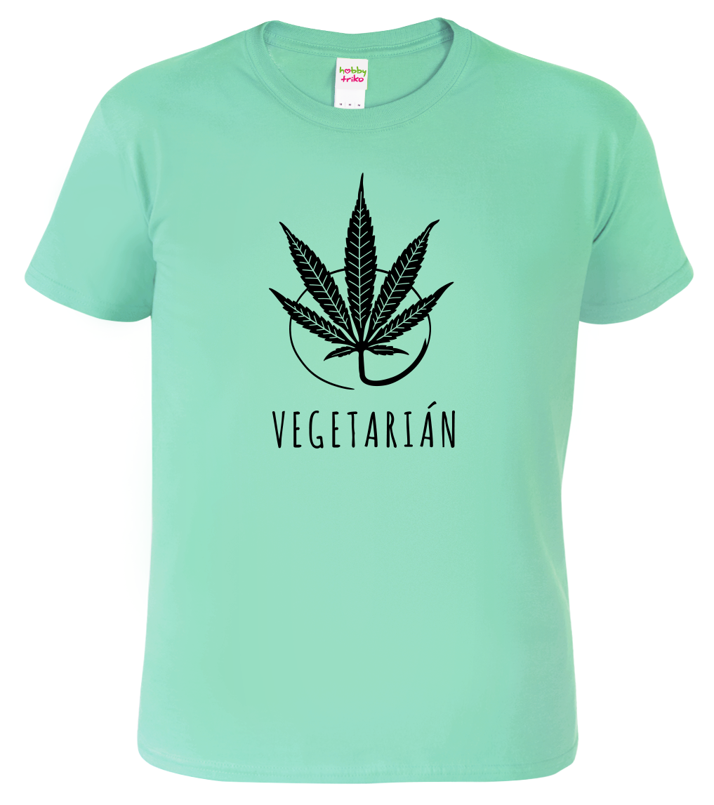 Tričko s marihuanou - Vegetarián Velikost: L, Barva: Mátová (95)