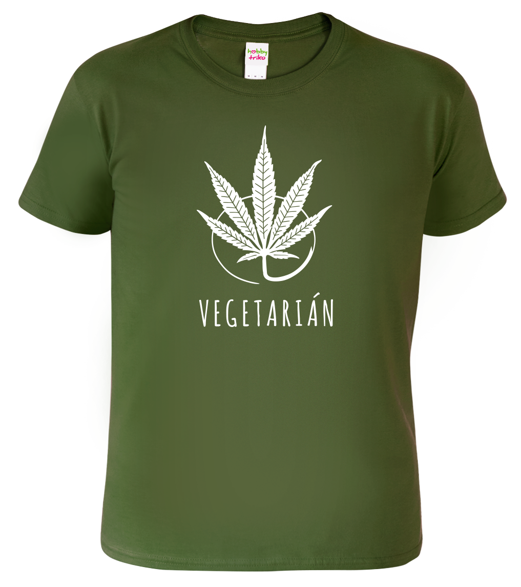 Tričko s marihuanou - Vegetarián Velikost: 3XL, Barva: Military (69)
