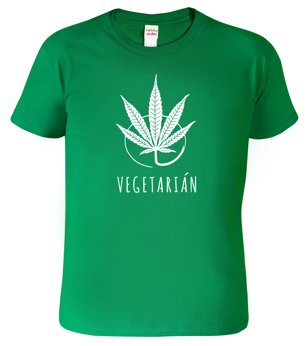 Tričko s marihuanou - Vegetarián Velikost: 3XL, Barva: Středně zelená (16)