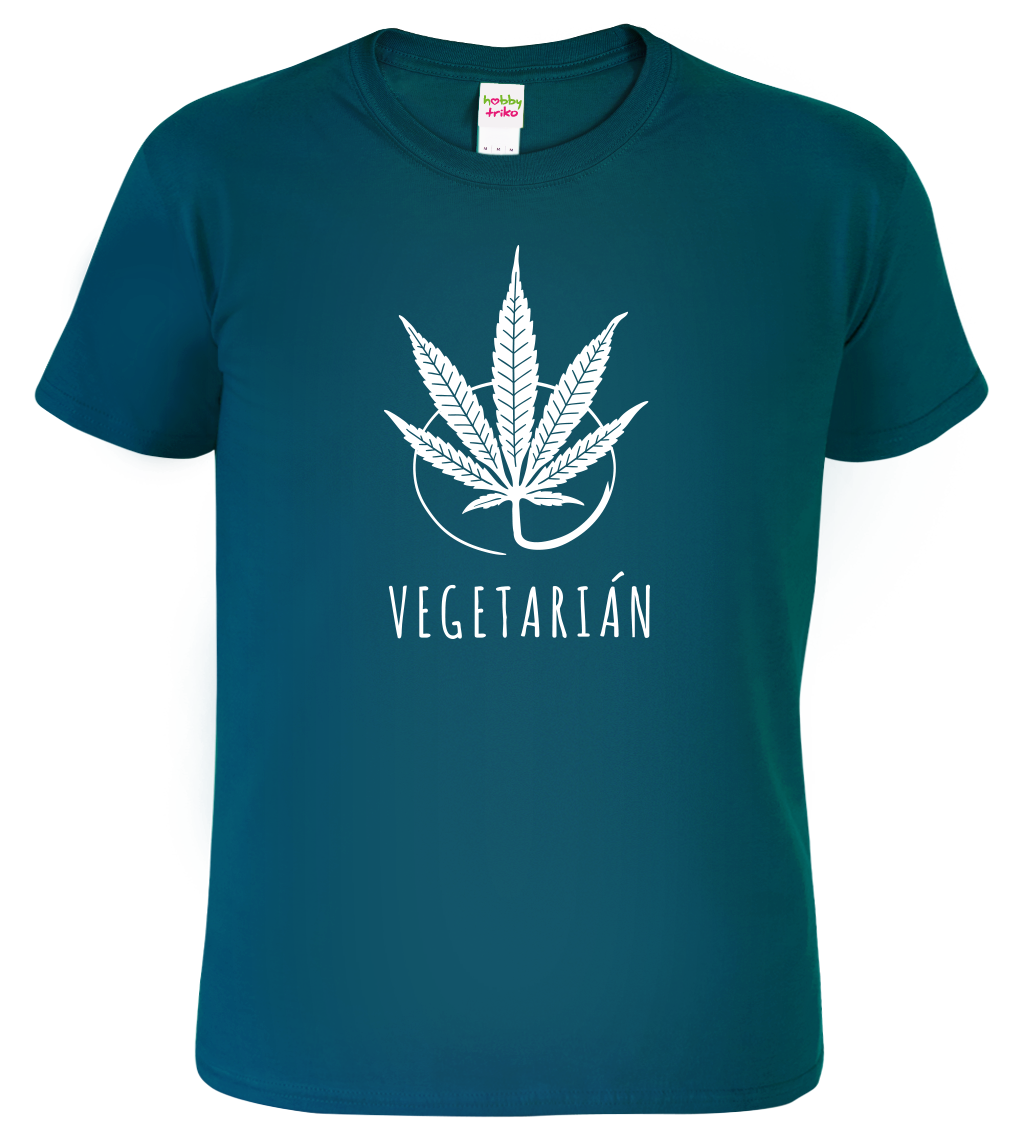 Tričko s marihuanou - Vegetarián Velikost: L, Barva: Petrolejová (93)