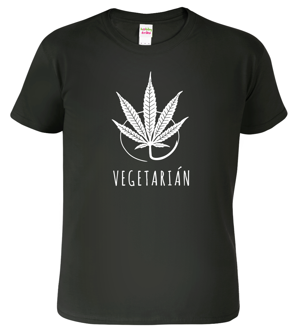 Tričko s marihuanou - Vegetarián Velikost: L, Barva: Černá (01)