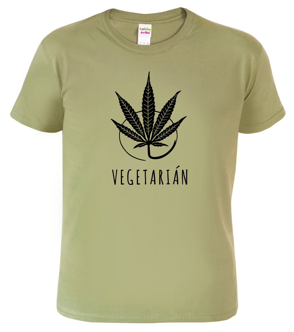 Tričko s marihuanou - Vegetarián Velikost: 3XL, Barva: Světlá khaki (28)