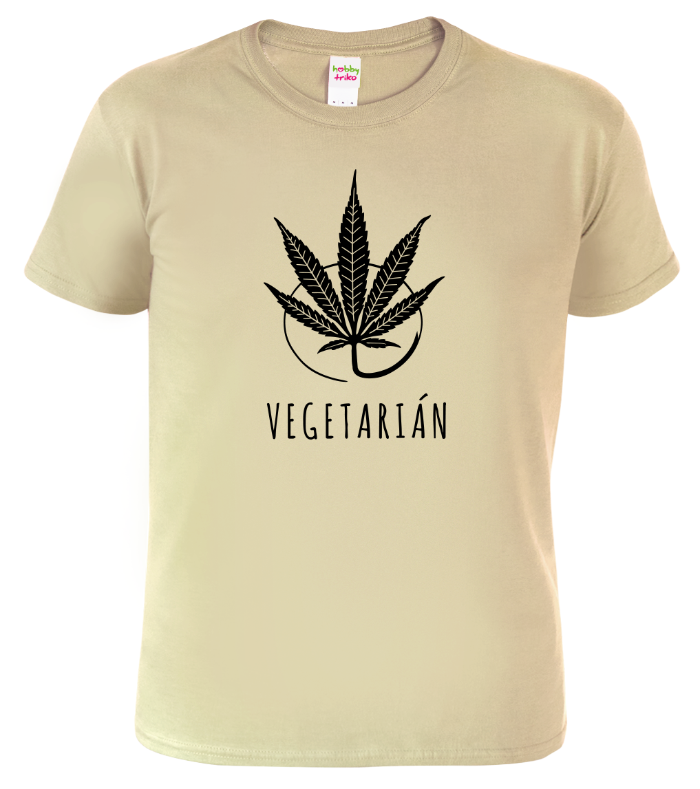 Tričko s marihuanou - Vegetarián Velikost: M, Barva: Béžová (51)