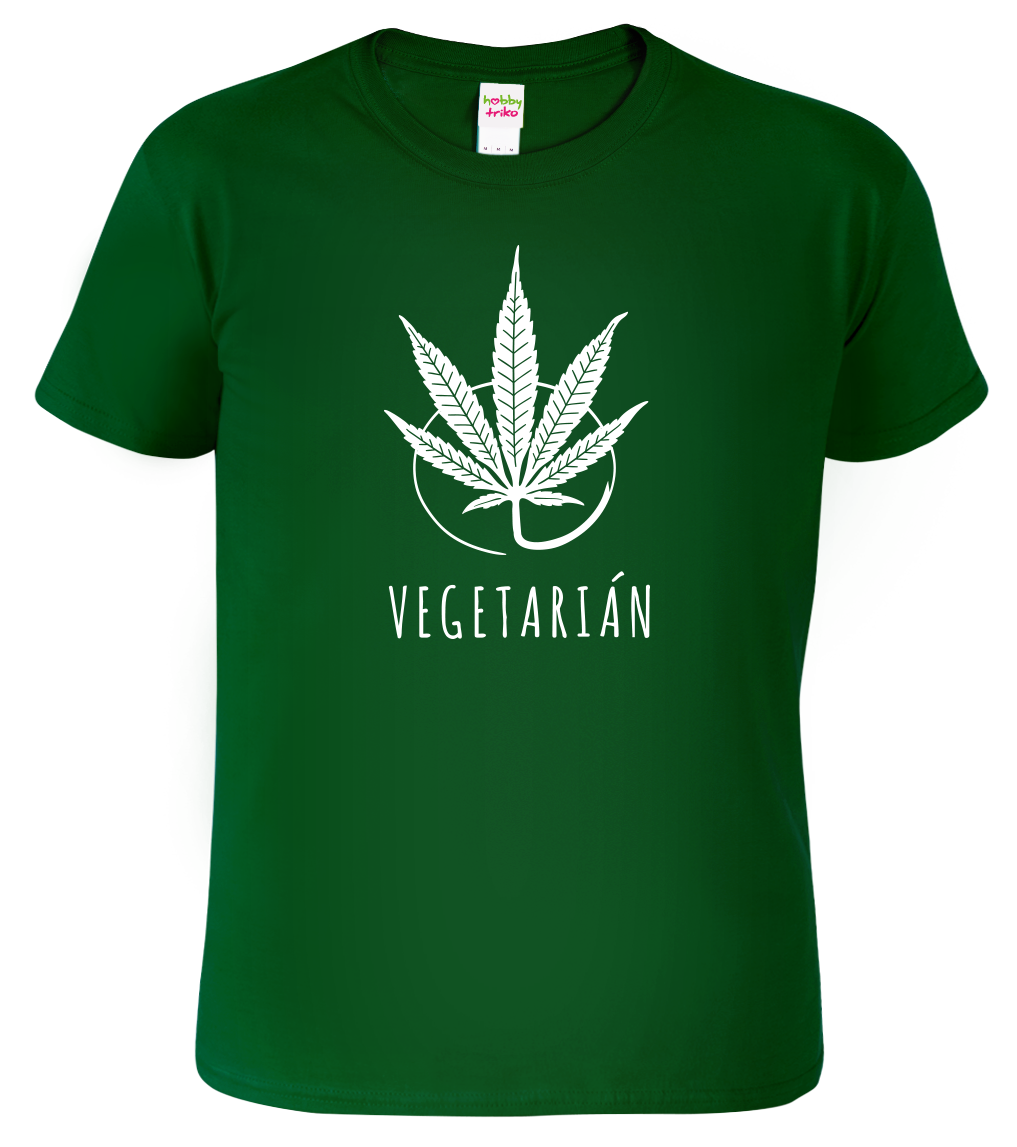 Tričko s marihuanou - Vegetarián Velikost: XL, Barva: Lahvově zelená (06)