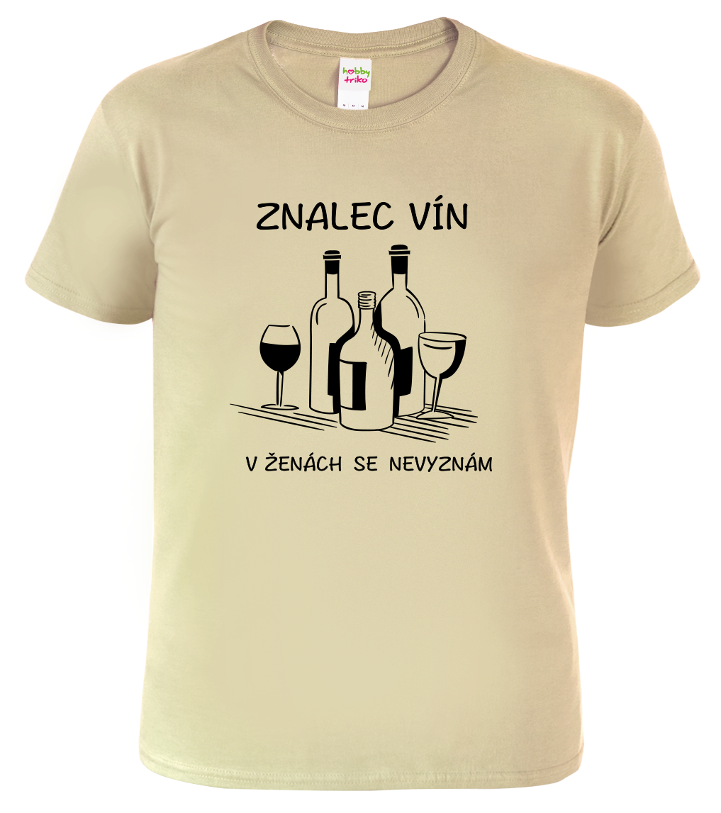 Vtipné tričko - Znalec vína Velikost: XL, Barva: Béžová (51)