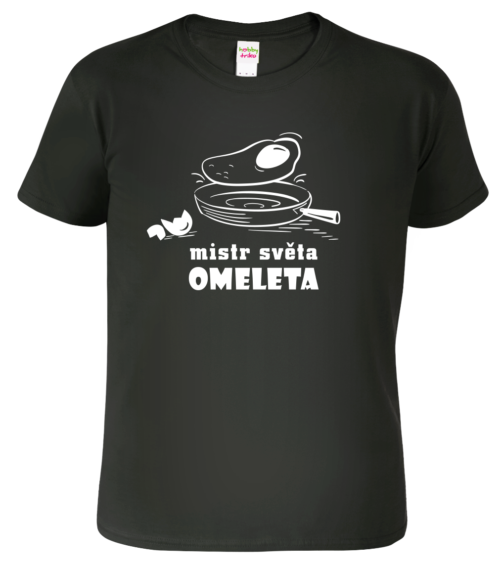 Vtipné tričko - Mistr světa omeleta Velikost: XL, Barva: Černá (01)