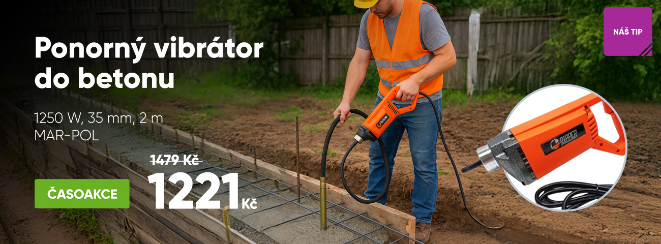 Ponorný vibrátor do betonu 1250W, 35mm, 2m MAR-POL