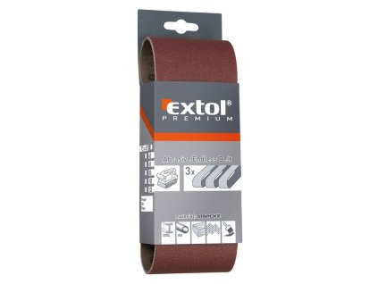 Plátno brusné nekonečný pás, bal. 3ks, P60, 75x533mm, EXTOL PREMIUM