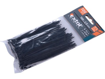 Pásky na vodiče, 2,5x100mm, 100ks, černé, NYLON, EXTOL PREMIUM