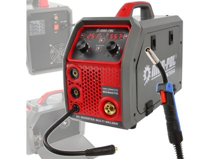 Kombi svářečka MAR-POL 250A MIG/MAG/MMA/LIFT-TIG s LCD displejem, IGBT technologií, hořákem EURO MIG/MAG a možností svařování metodami TIG, MMA i FCAW – univerzální zařízení pro dílnu i profesionální použití