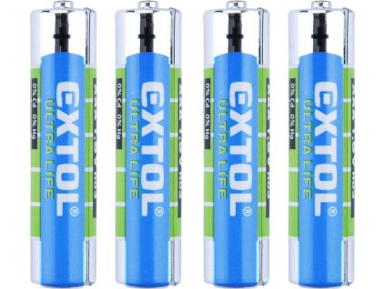 Baterie zinko-chloridové, 4ks, 1,5V AAA (LR03), EXTOL ENERGY