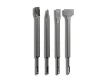 Sekáče SDS PLUS, sada 4ks, 250mm, plochý 20mm, plochý 40mm, špičatý, drážkovací, MAR-POL