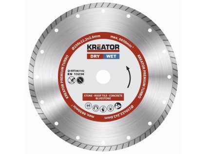 KRT083102 - Diamantový kotouč celoobvodový 230mm PREMIUM TURBO KREATOR
