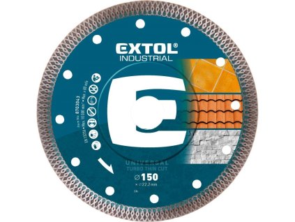 Kotouč diamantový řezný, turbo Thin Cut, suché i mokré řezání, 150x22,2mm EXTOL INDUSTRIAL