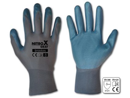 Ochranné rukavice, nitrilové, 10" NITROX GREY