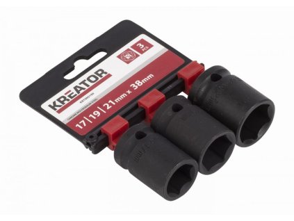 KRT095100 3ks nástrčných hlavic 17-19-21mm 1/2" KREATOR