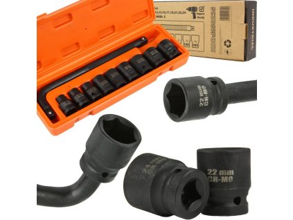 Nástrčné hlavice 10-24mm, 1/2", sada 10ks, CrMo, 6-hran v kufru BJC
