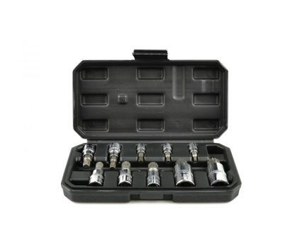 Hlavice zástrčné XZN 1/4”, 3/8”, 1/2”, M4-M18, sada 10ks GEKO